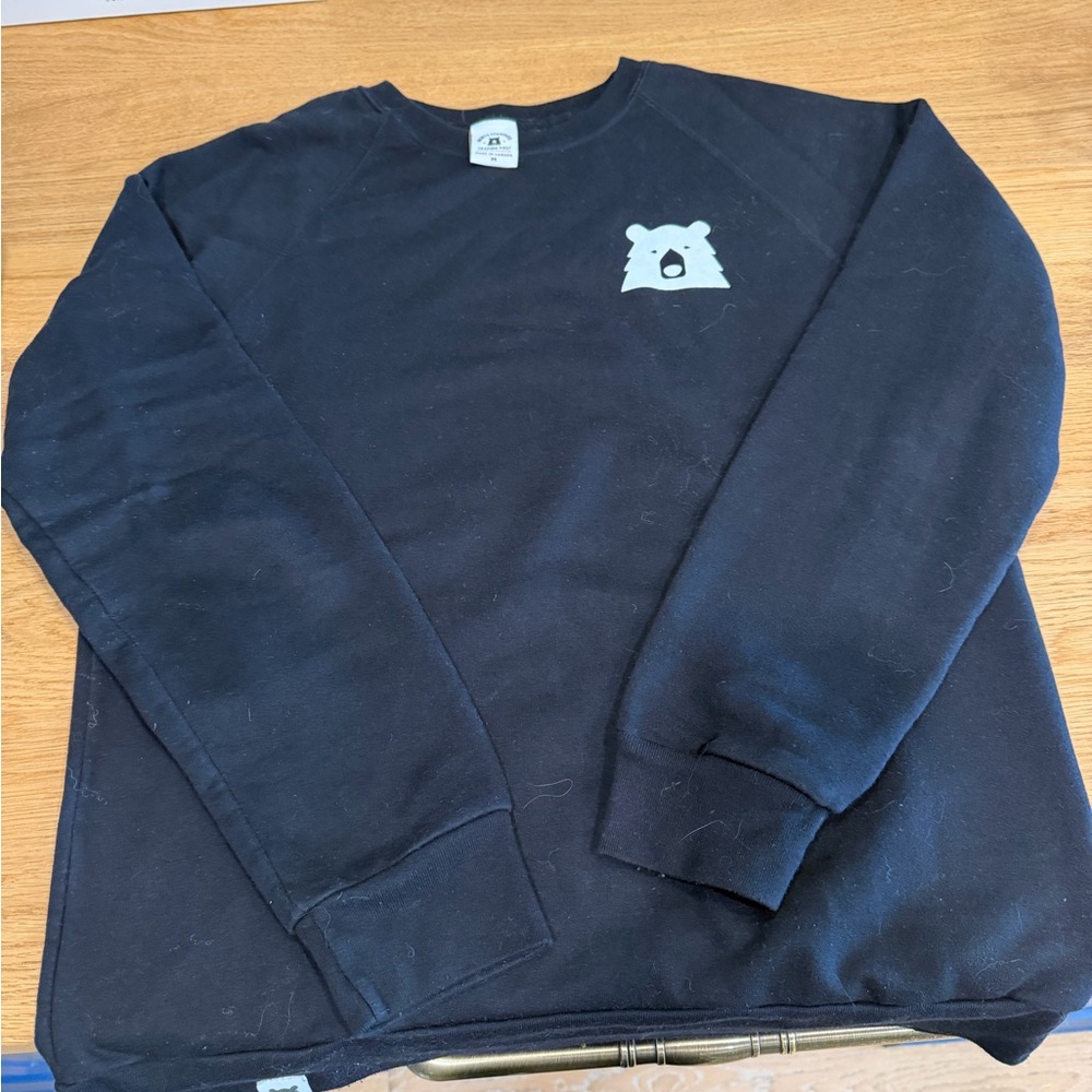 Black Crewneck Sweatshirt with Bear Logo - Unbranded